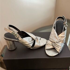 Rebecca Minkoff, silver heels, size 5.5